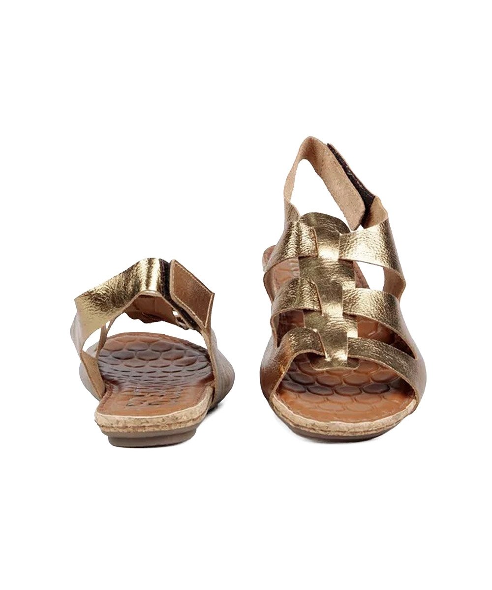 Sandália Rasteira Orcade Comfy Beatrice Couro Prata Velho Dourado 3
