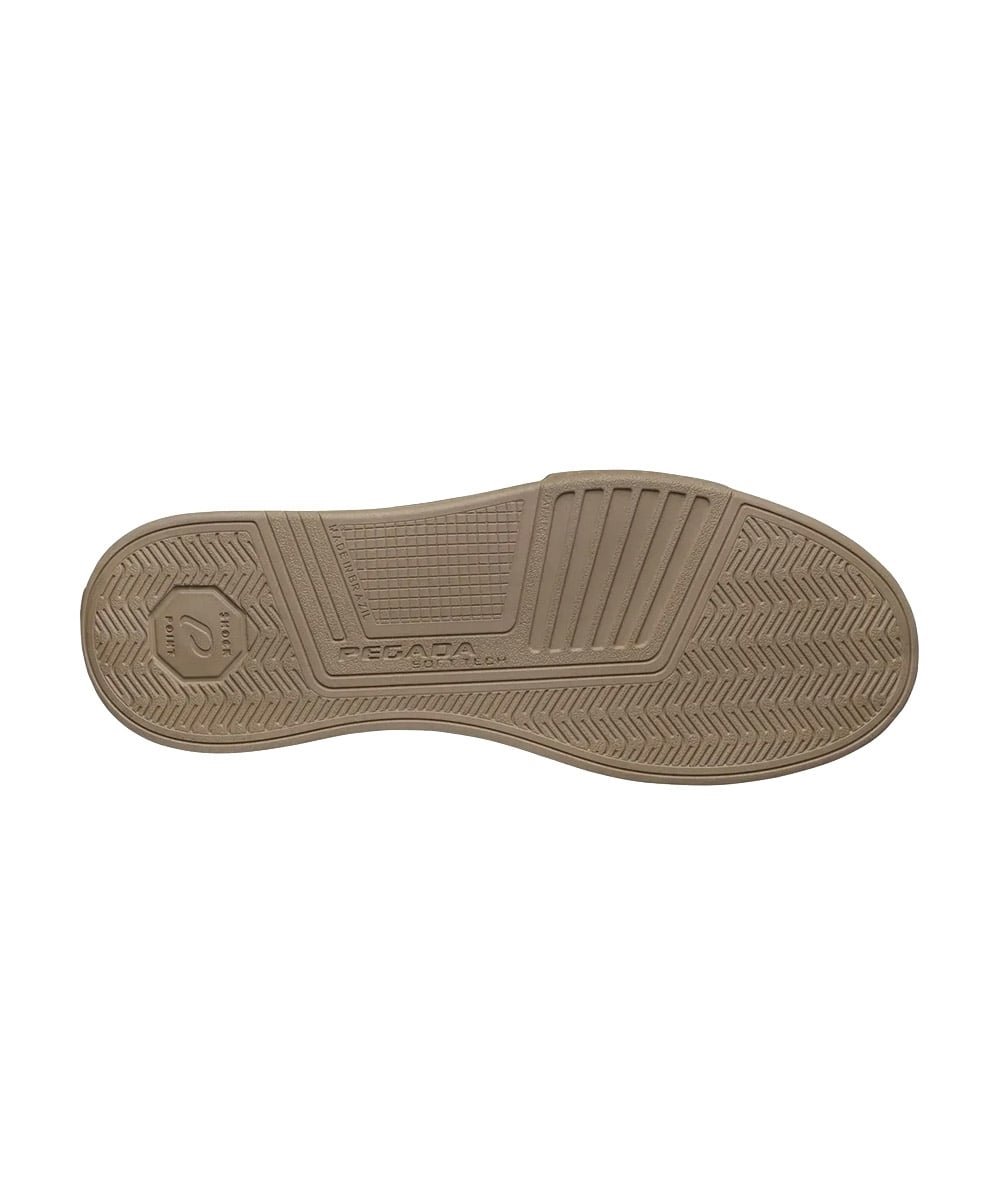 Tênis Masculino Pegada Casual Couro Bege Branco 5