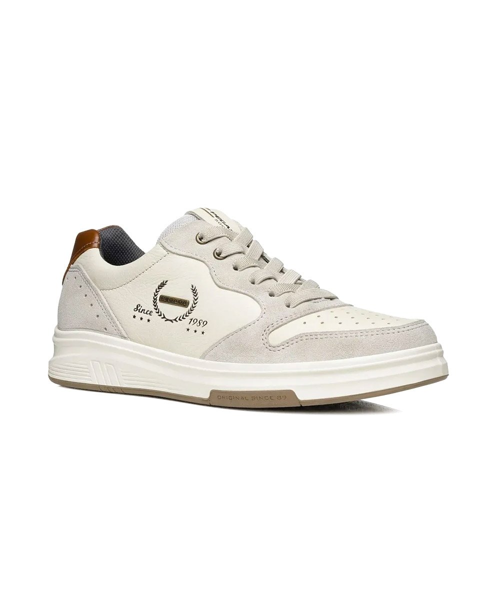 Tênis Masculino Pegada Casual Couro Bege Branco 3