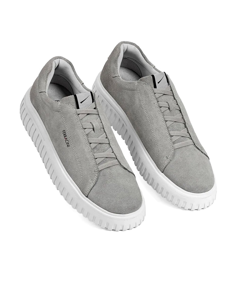 Tênis Masculino Ferracini Camurça Couro Cinza Cinza 2