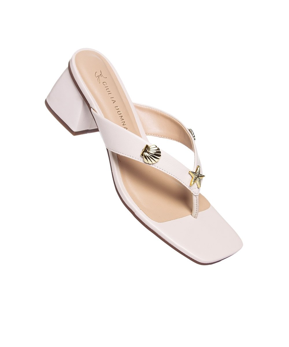 Tamanco Giulia Domna Salto Bloco Off White Branco 5