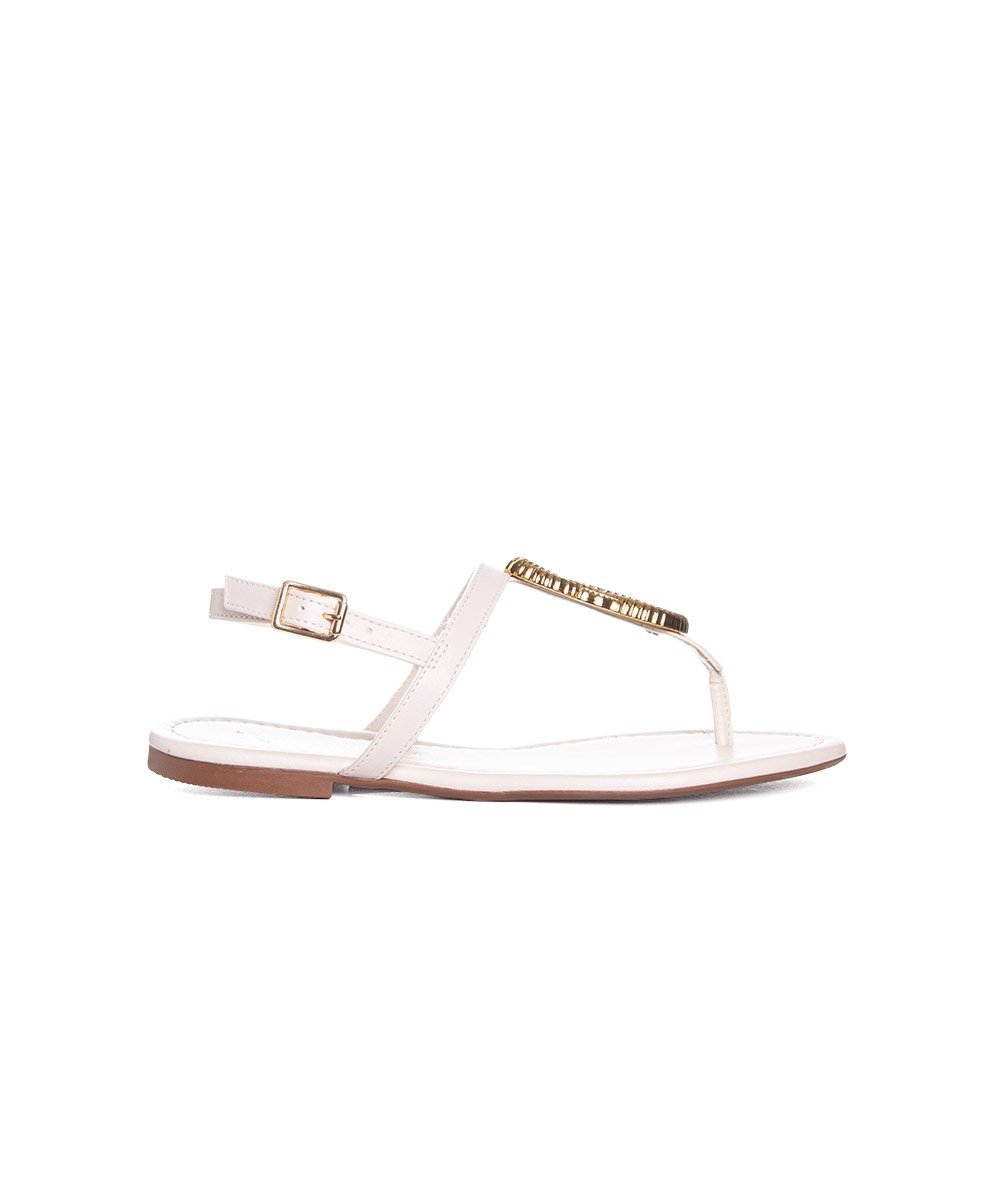 Sandália Rasteira Giulia Domna Couro Off White