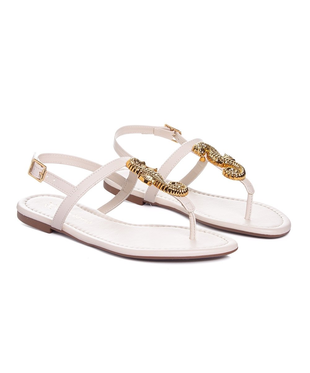 Sandália Rasteira Giulia Domna Couro Off White Branco 3