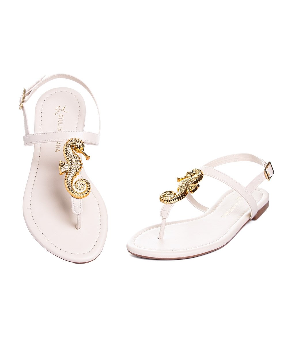 Sandália Rasteira Giulia Domna Couro Off White Branco 4