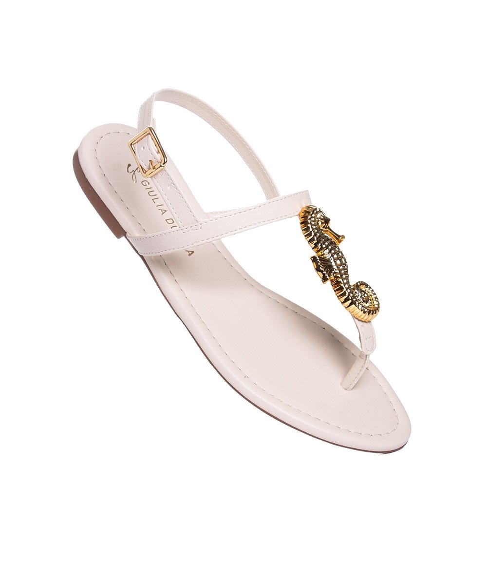 Sandália Rasteira Giulia Domna Couro Off White Branco 5