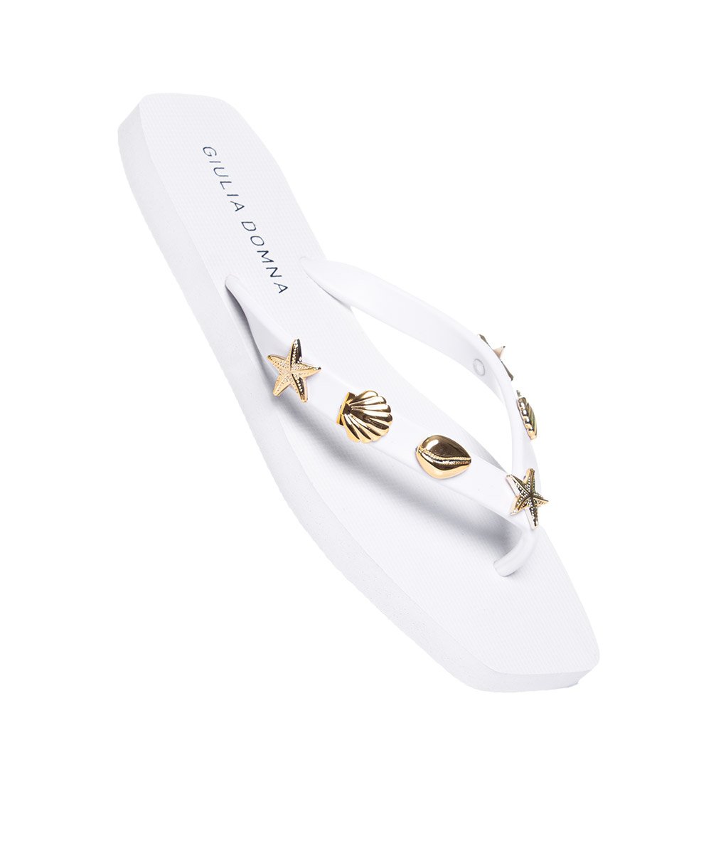 Chinelo Feminino Giulia Domna Biico Quadrado Branco Branco 2