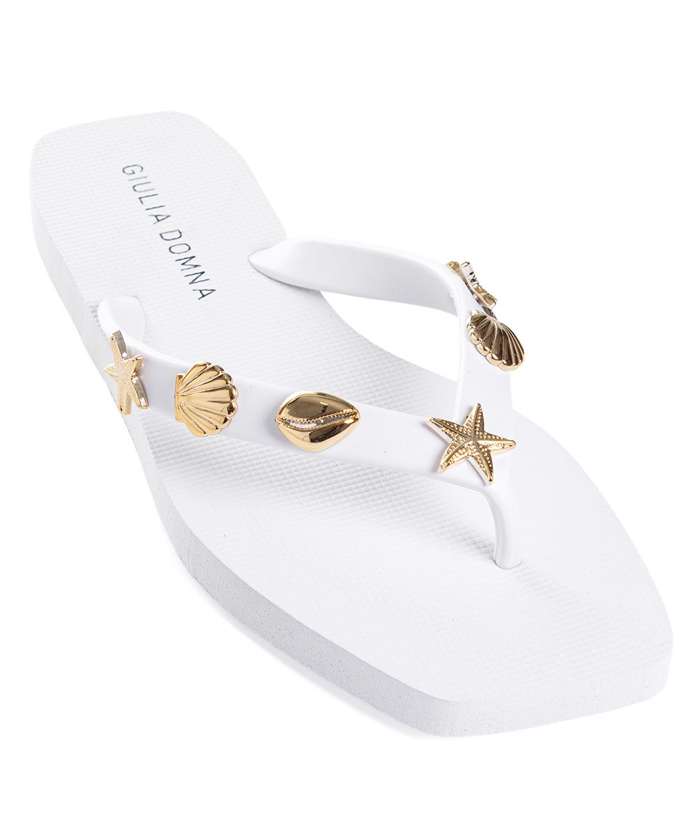 Chinelo Feminino Giulia Domna Biico Quadrado Branco Branco 4