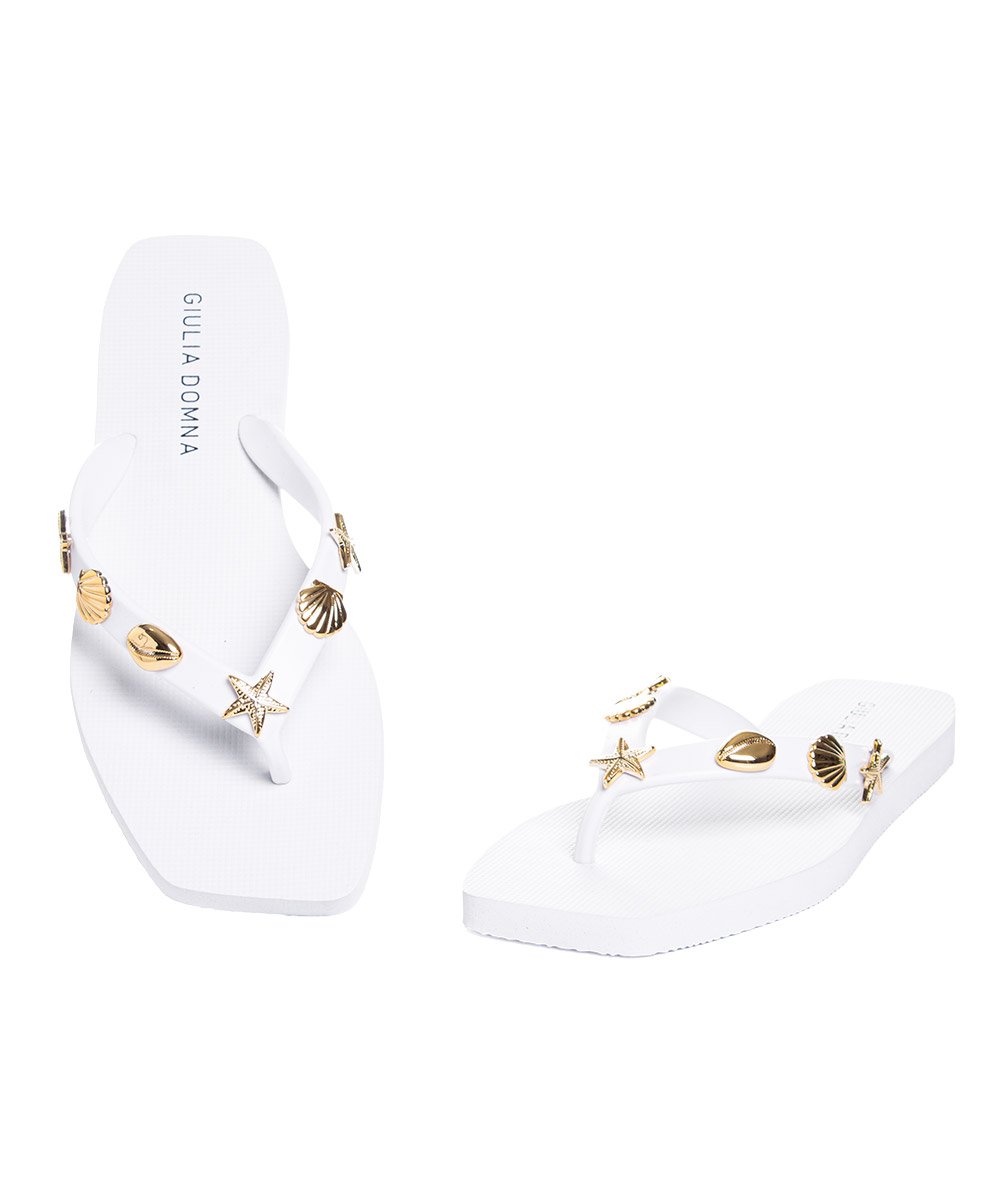 Chinelo Feminino Giulia Domna Biico Quadrado Branco Branco 5