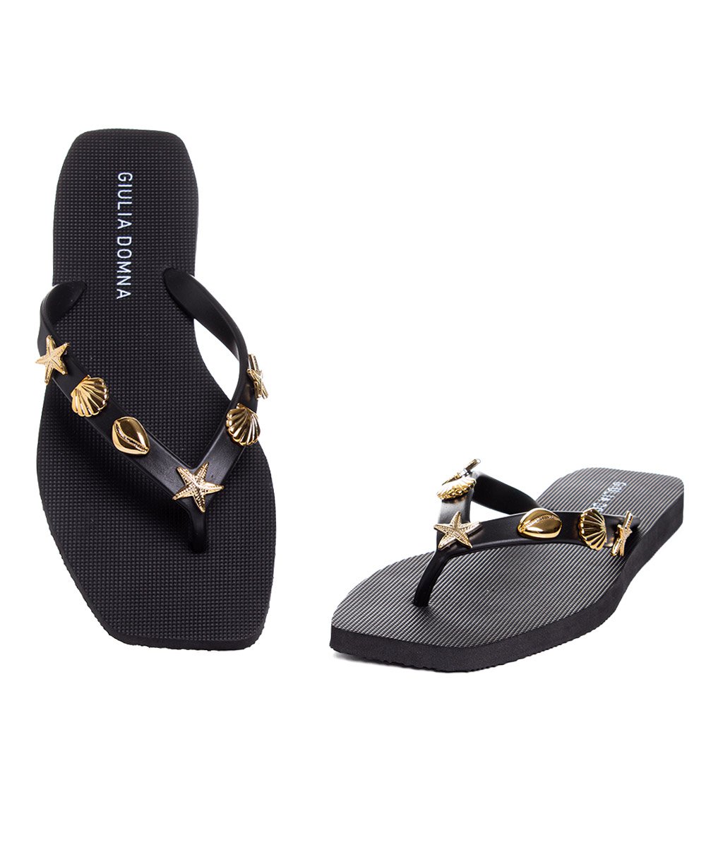 Chinelo Feminino Giulia Domna Biico Quadrado Preto Preto 5