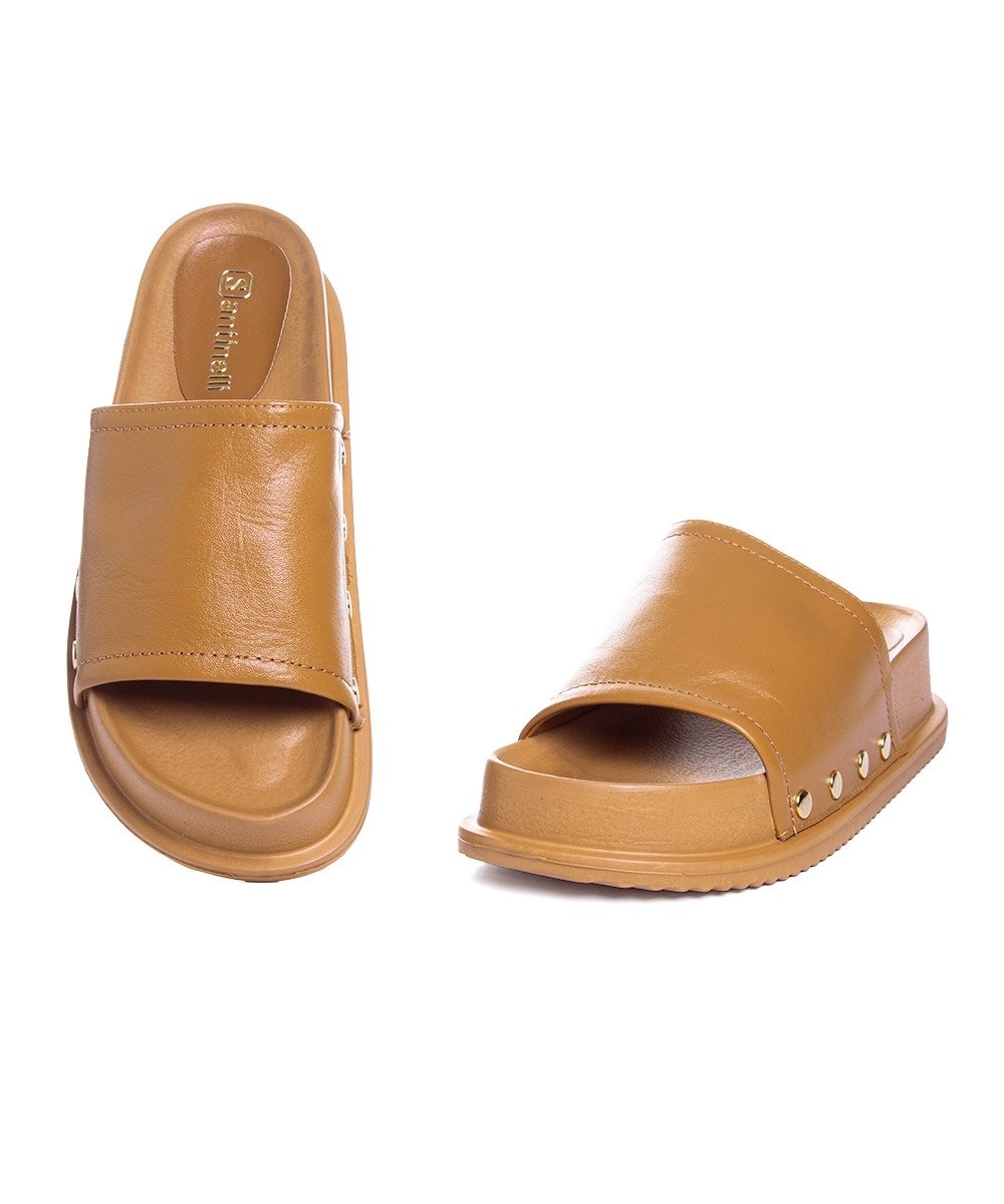 Tamanco Santinelli Flatform Couro Ambar Caramelo 4