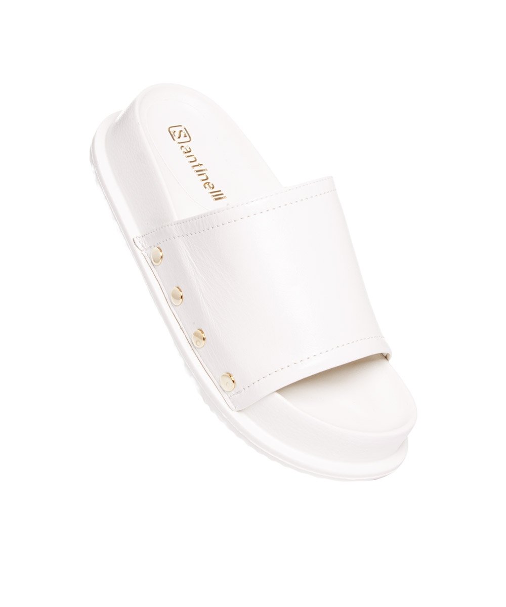 Tamanco Santinelli Flatform Couro Marfim Branco 2