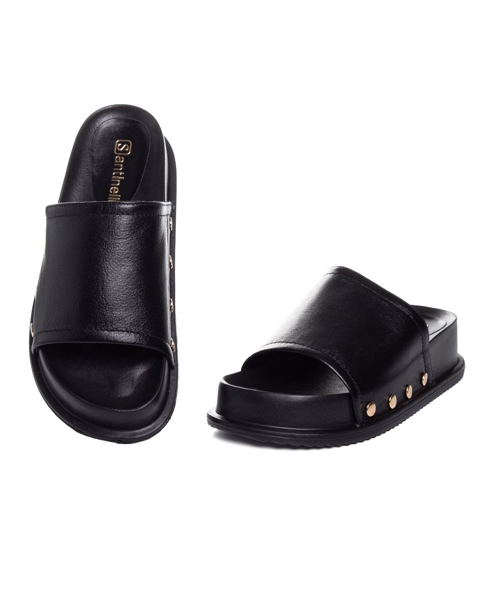 Tamanco Santinelli Flatform Couro Preto Preto 3