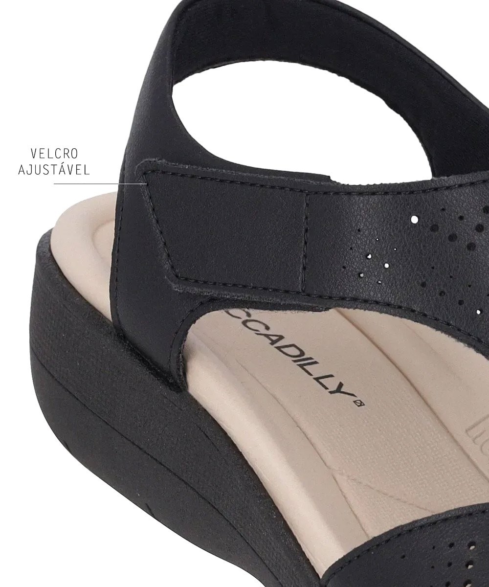 Sandália Anabela Piccadilly Fascite. Preto Preto 4