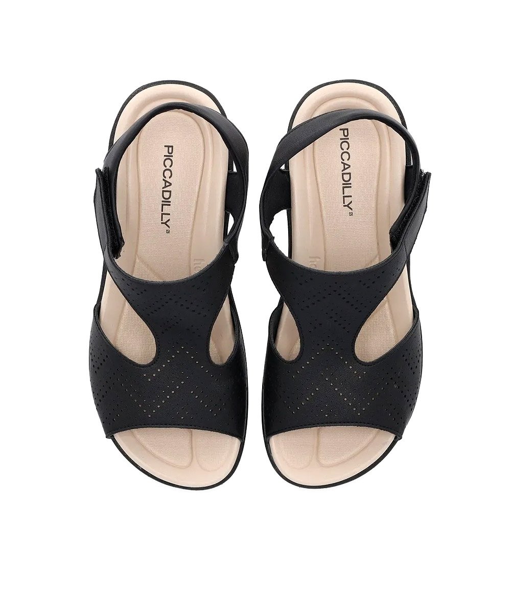 Sandália Anabela Piccadilly Fascite. Preto Preto 5