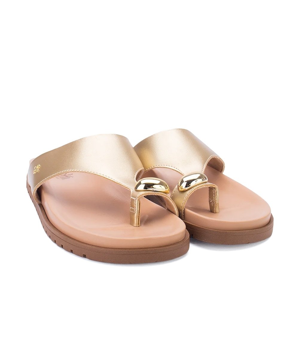 Tamanco Flatform Softli Ouro Dourado 4