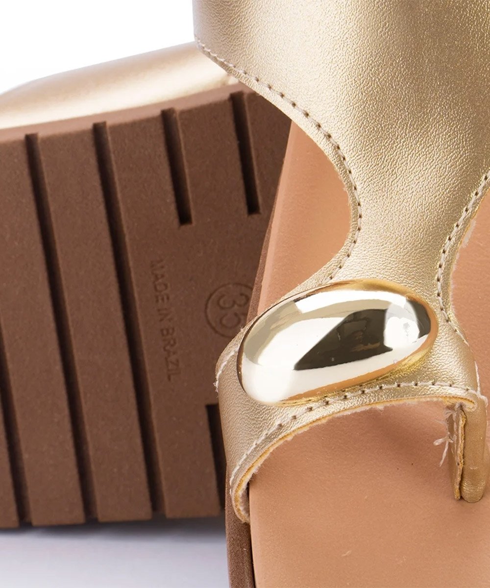 Tamanco Flatform Softli Ouro Dourado 5