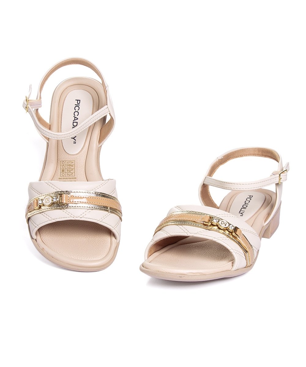 Sandália Piccadilly Taila Salto Baixo. Off White Branco 4