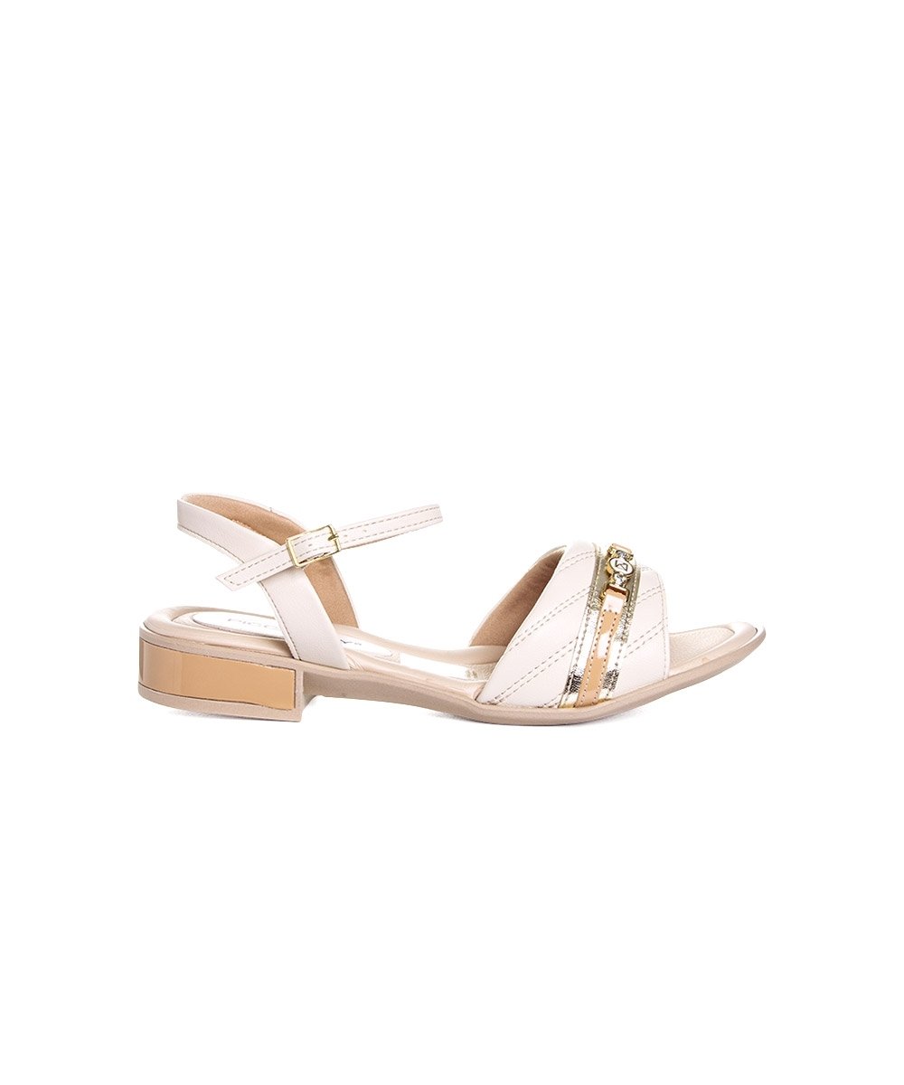 Sandália Piccadilly Taila Salto Baixo. Off White