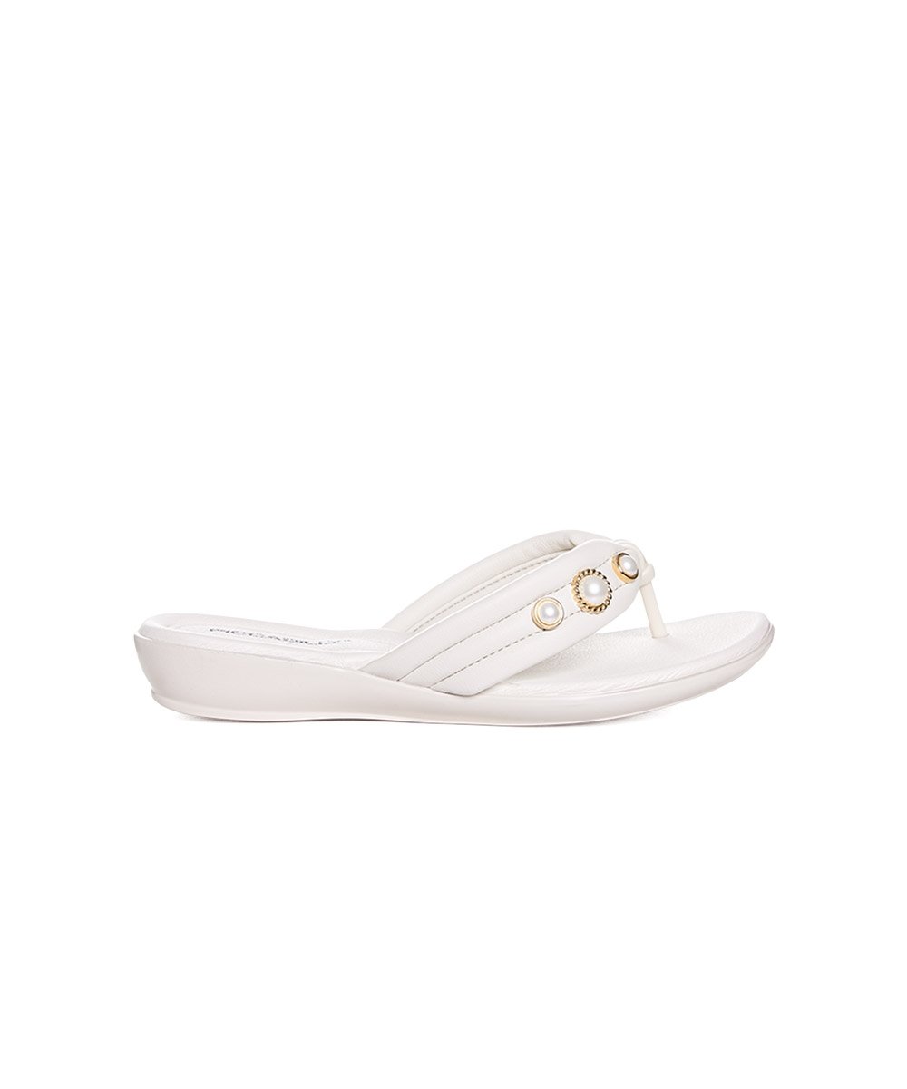 Tamanco Flat Piccadilly Camila Wide Fit. Off White