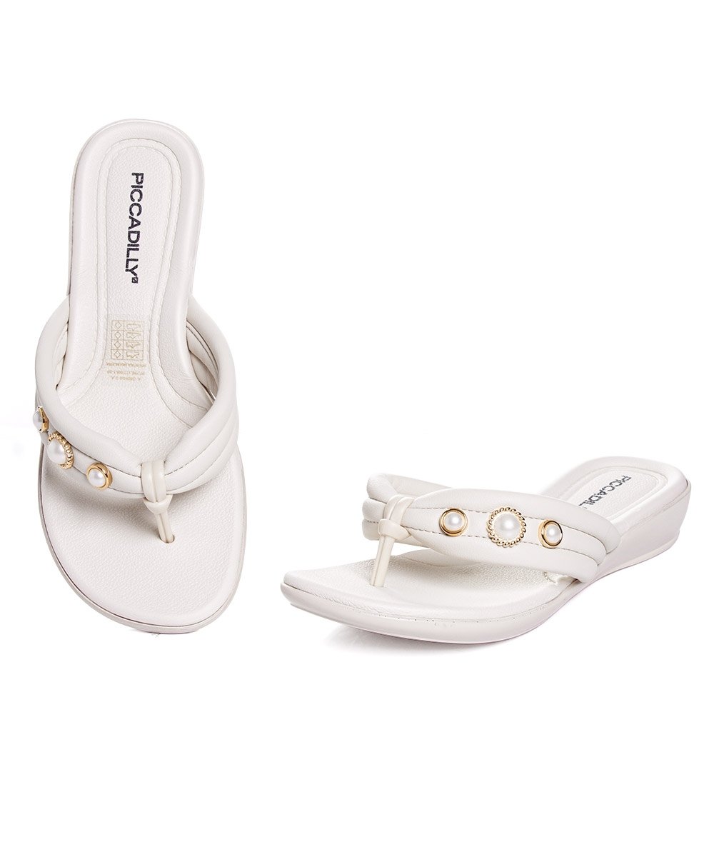 Tamanco Flat Piccadilly Camila Wide Fit. Off White Branco 4