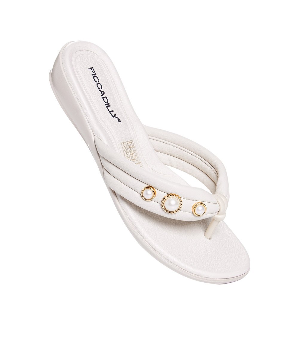 Tamanco Flat Piccadilly Camila Wide Fit. Off White Branco 5