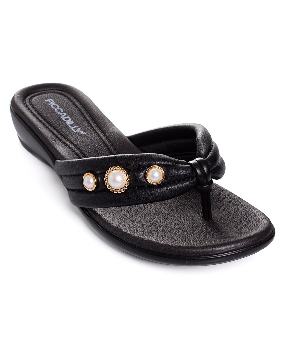 Tamanco Flat Piccadilly Camila Wide Fit. Preto Preto 2