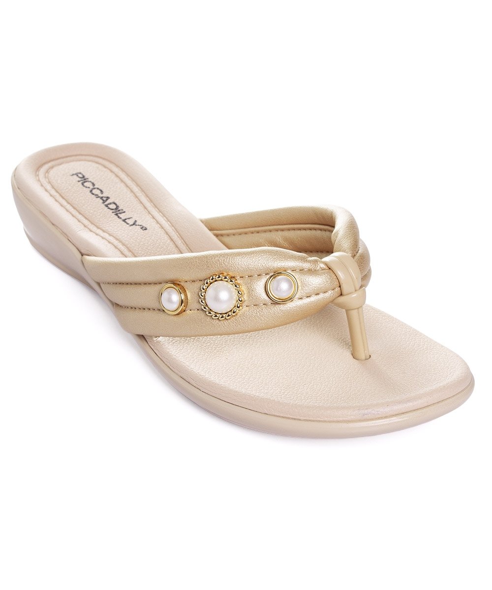 Tamanco Flat Piccadilly Camila Wide Fit. Ouro Dourado 2