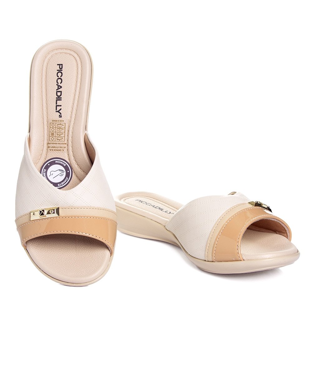 Tamanco Piccadilly Camila Wide Fit. Bege Branco 4