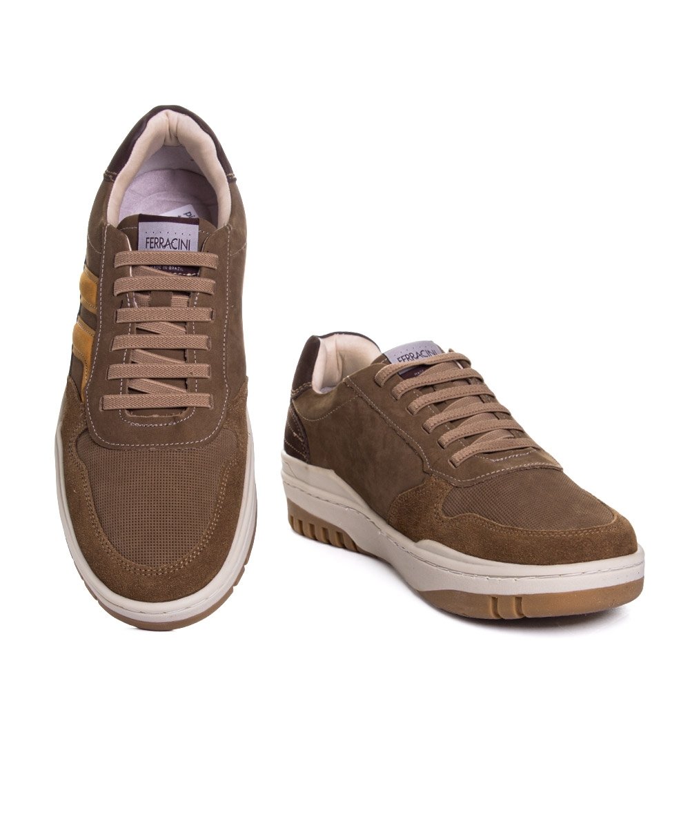 Tênis Masculino Ferracini Max Couro Areia Marrom 4
