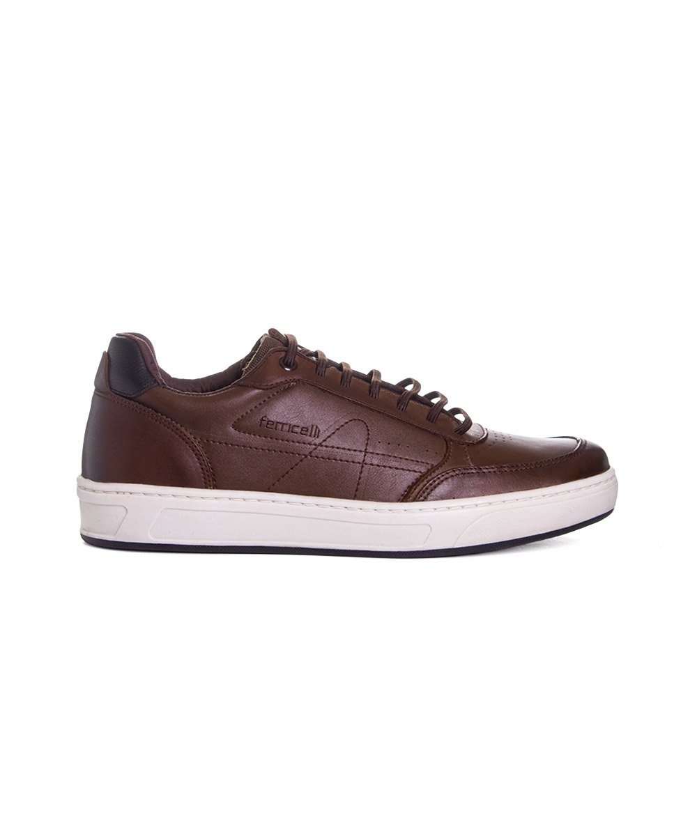 Tênis Masculino Ferriceli Casual Couro Tan