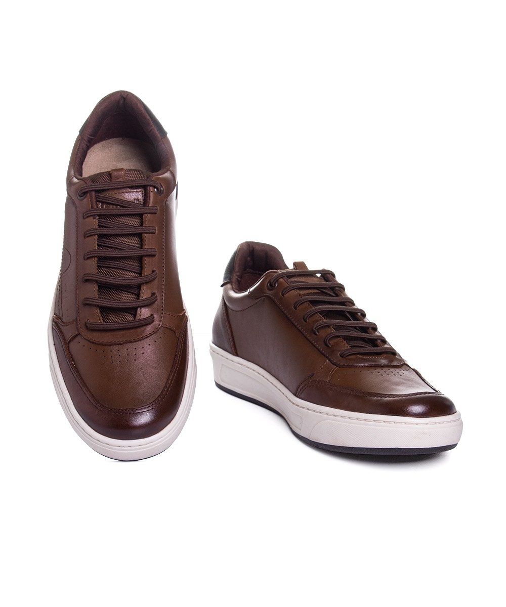 Tênis Masculino Ferriceli Casual Couro Tan Marrom 4