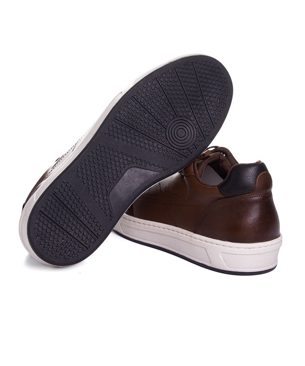 Tênis Masculino Ferriceli Casual Couro Tan Marrom 5