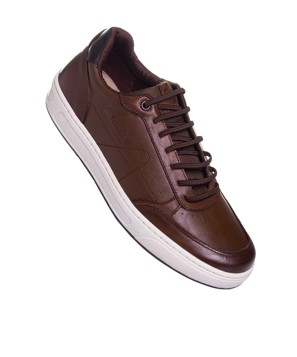 Tênis Masculino Ferriceli Casual Couro Tan Marrom 2