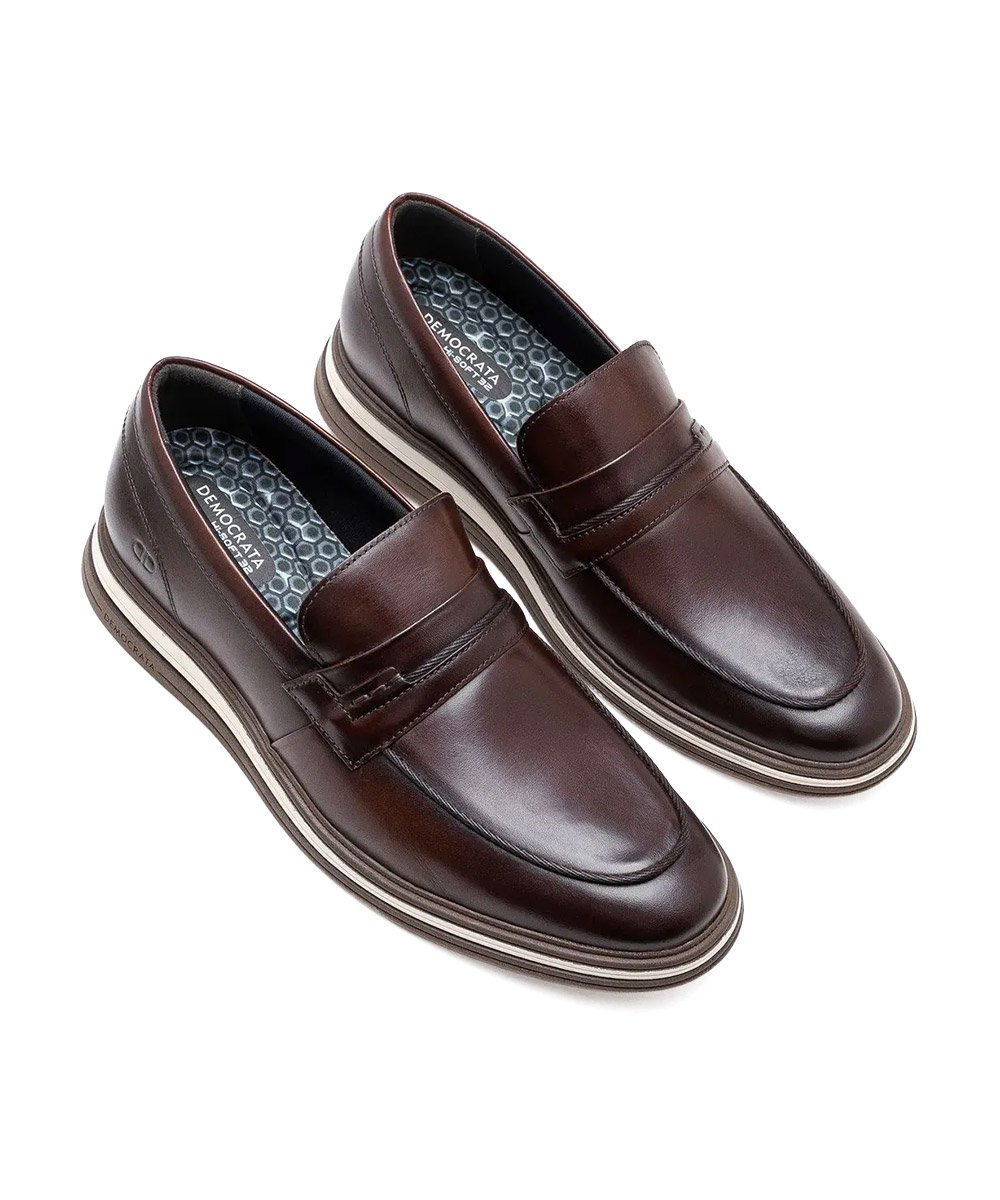 Sapato Masculino Democrata Dune Hi-Soft Couro Tabaco Marrom 3