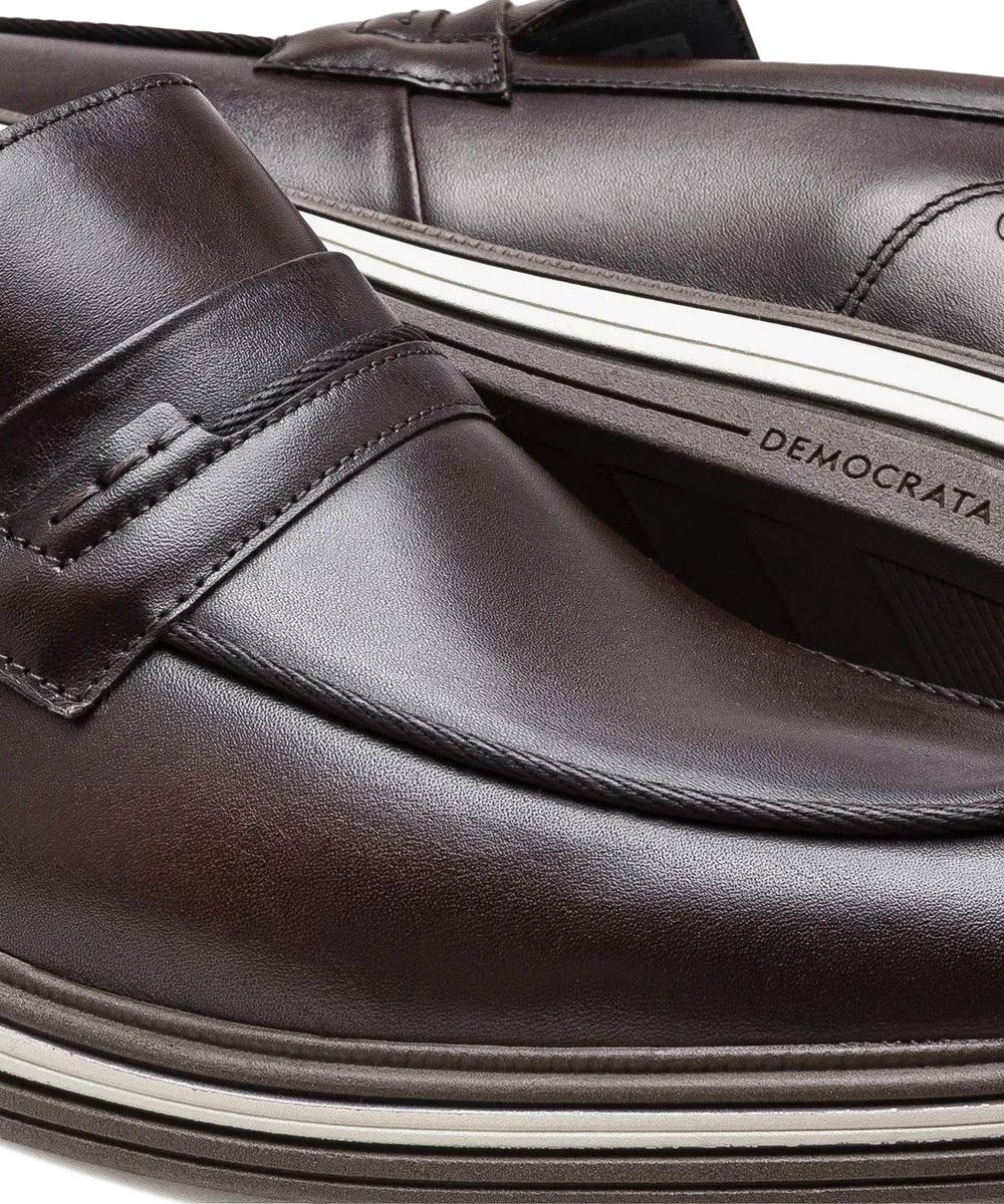 Sapato Masculino Democrata Dune Hi-Soft Couro Tabaco Marrom 4