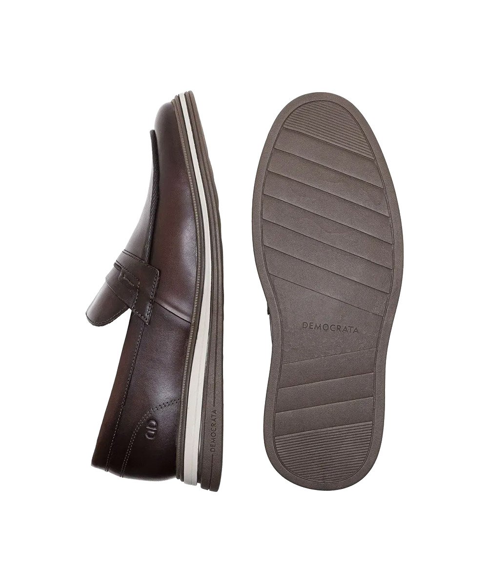 Sapato Masculino Democrata Dune Hi-Soft Couro Tabaco Marrom 5