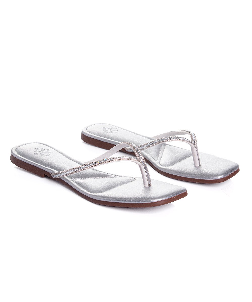 Tamanco Rasteira Pixolé Strass. Prata Prata 4