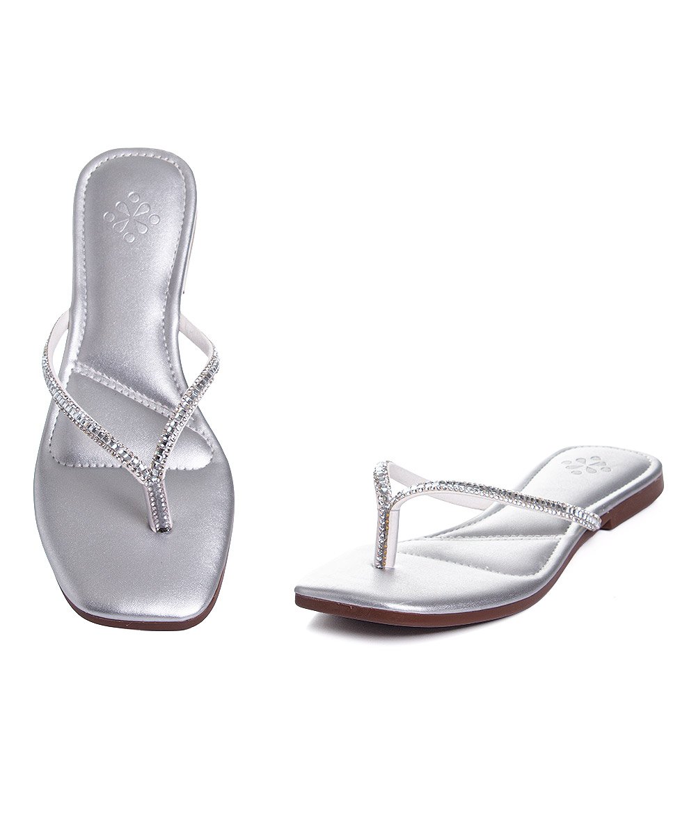 Tamanco Rasteira Pixolé Strass. Prata Prata 5