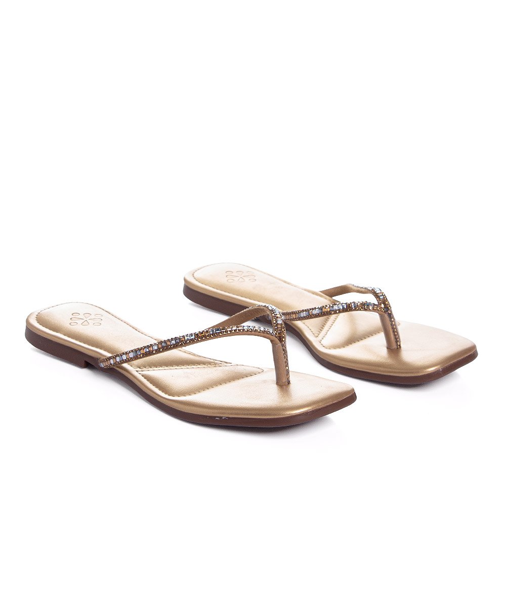 Tamanco Rasteira Pixolé Strass. Ouro Dourado 5