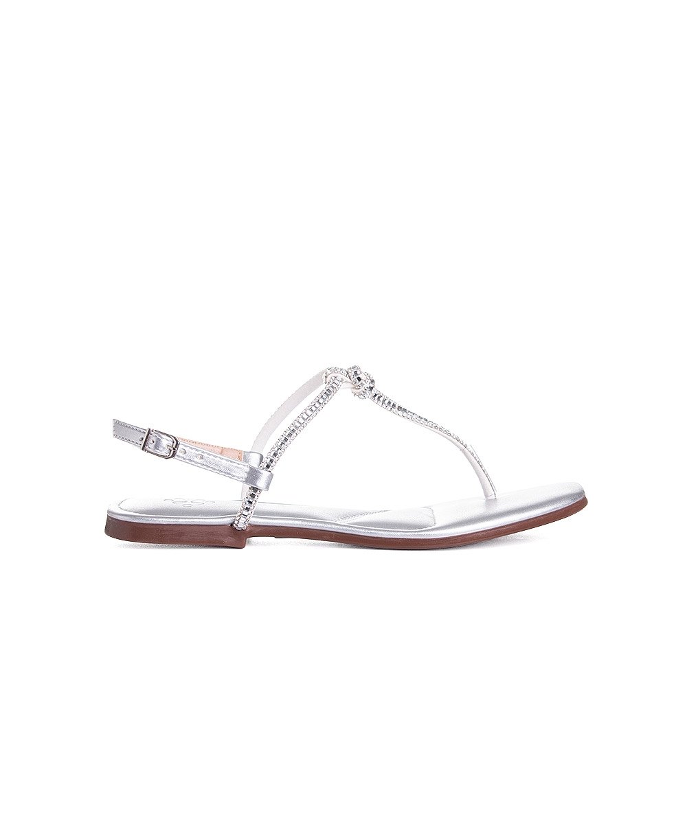 Sandália Rasteira Pixolé Strass. Prata