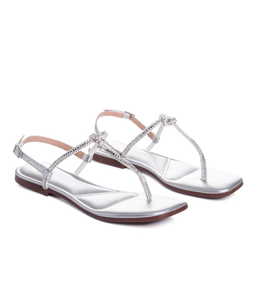Sandália Rasteira Pixolé Strass. Prata Prata 3