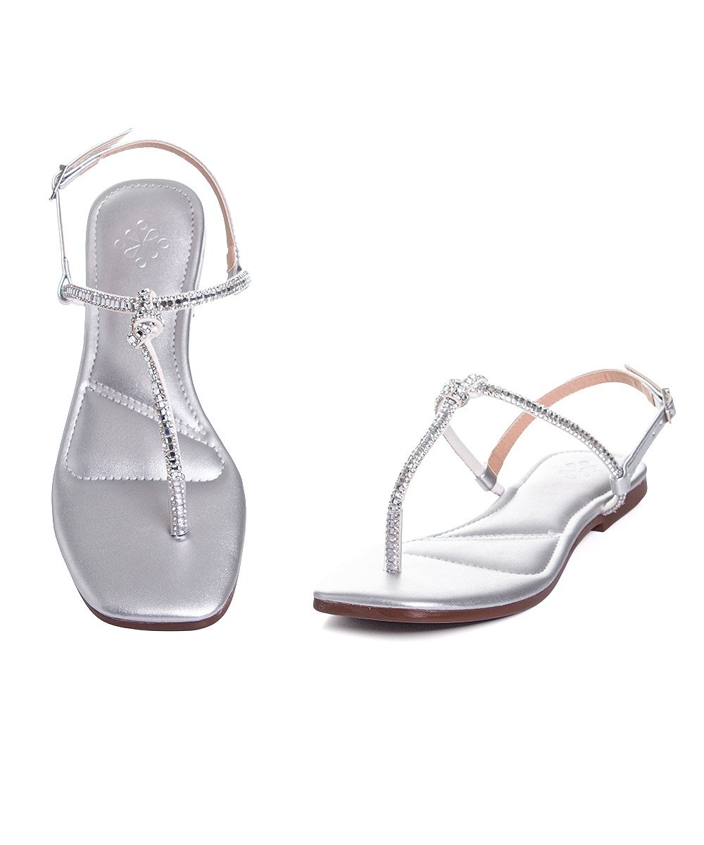 Sandália Rasteira Pixolé Strass. Prata Prata 4