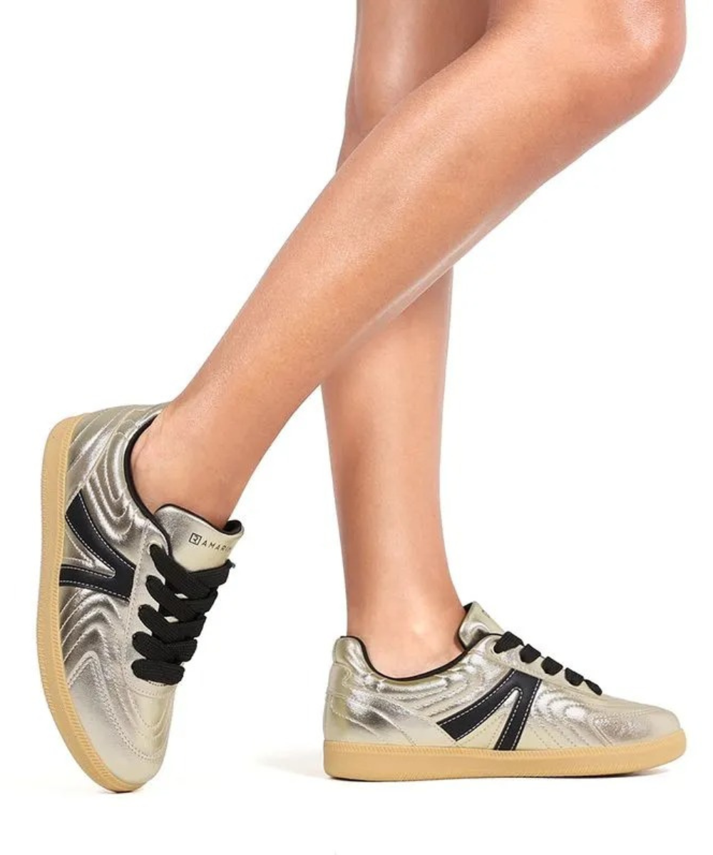 Tênis Casual Ramarim Clássico Metalizado Ouro Dourado 2