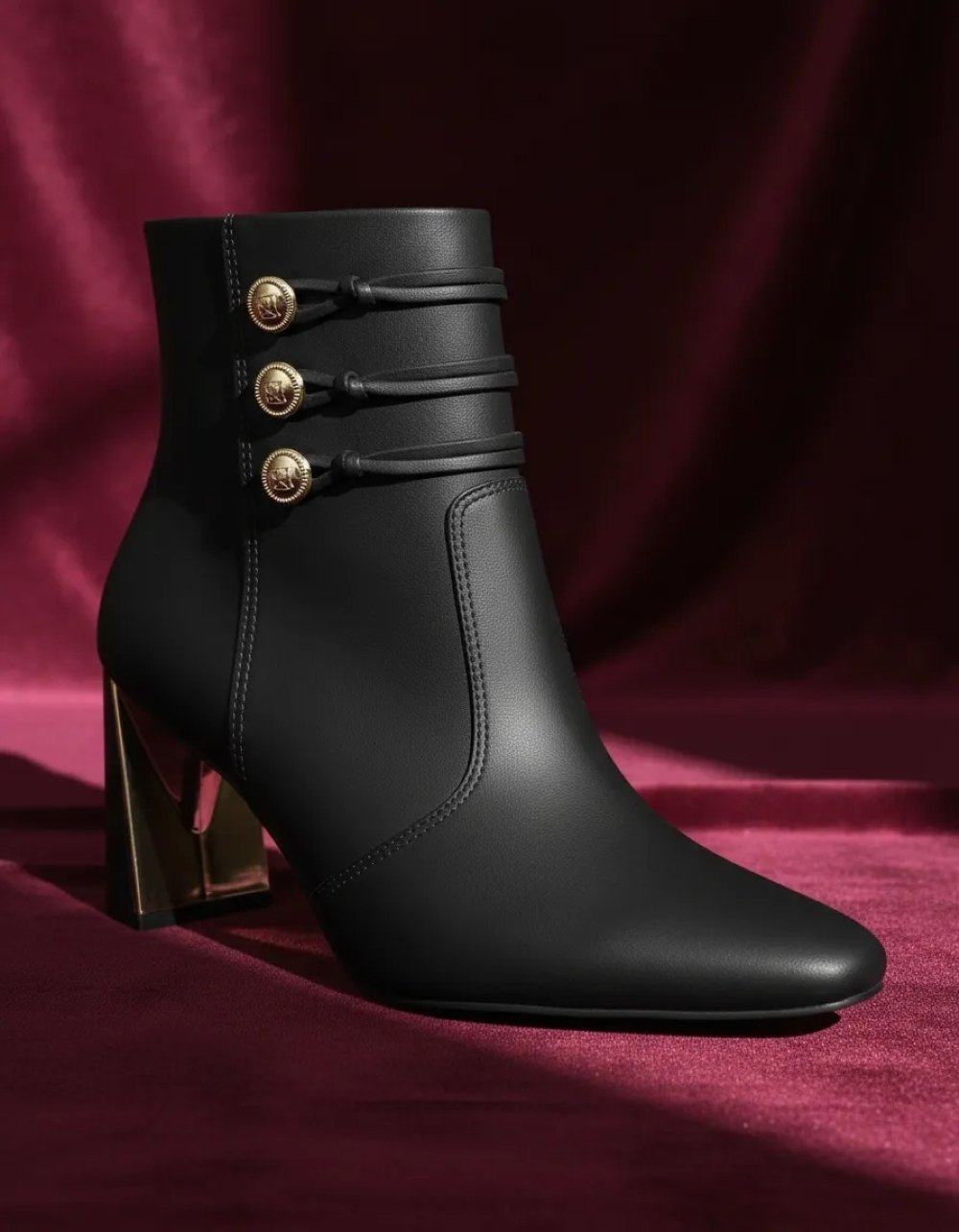 Bota Ramarim Rum Cano Baixo Salto Alto Preto Preto 2