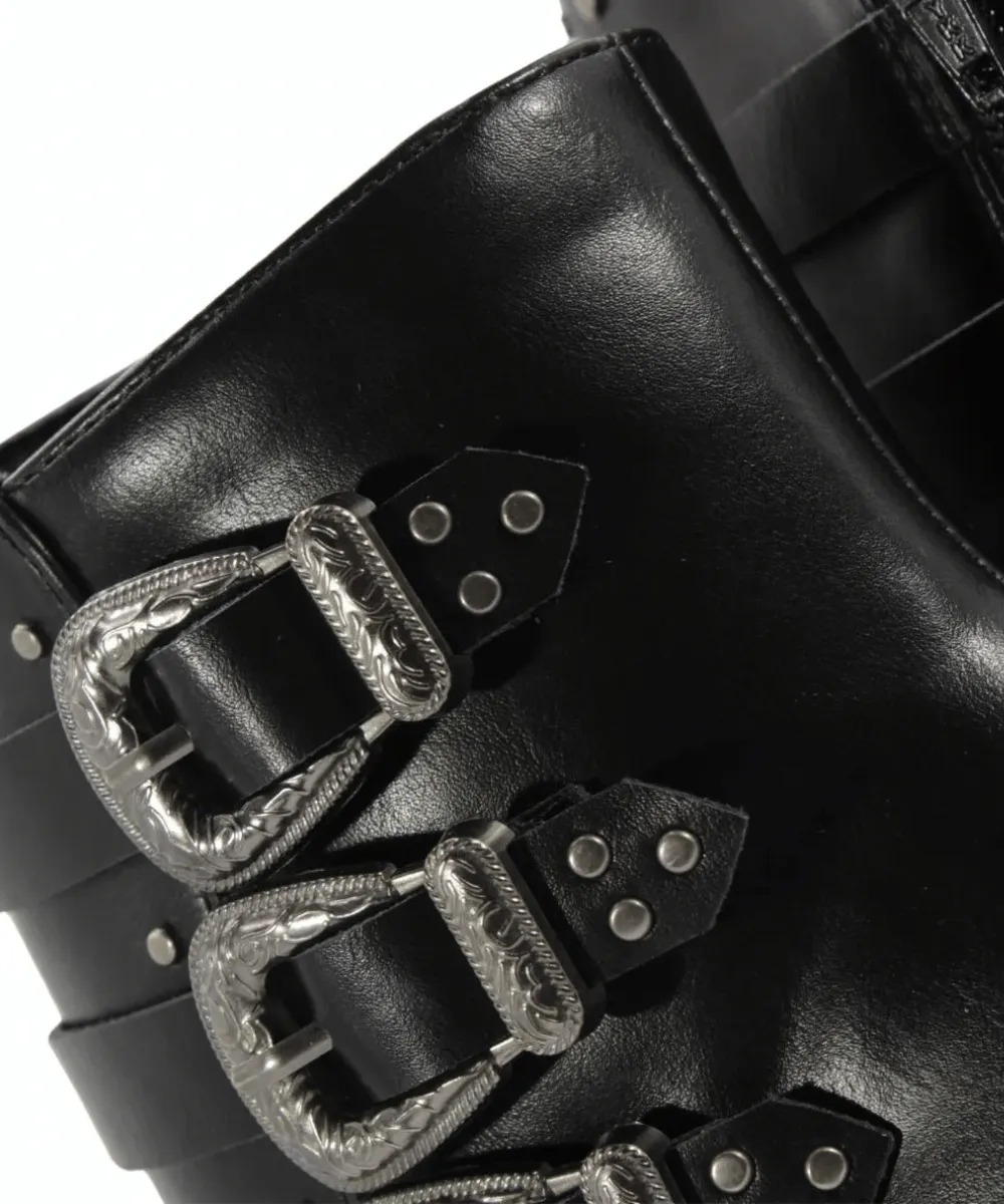 Bota Ramarim Cano Curto Salto Médio Bloco Preto Preto 3