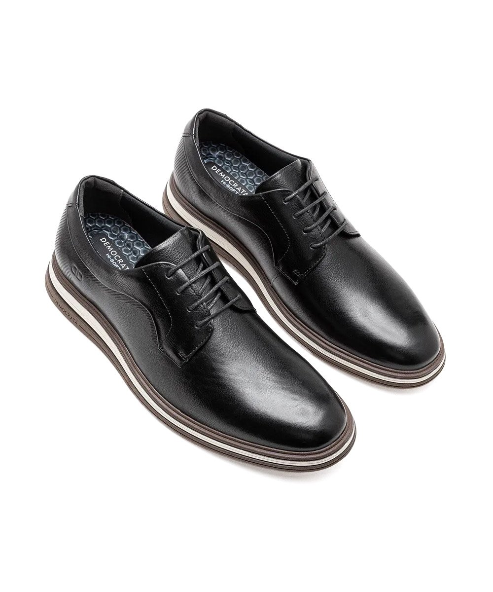 Sapato Masculino Democrata Hi-Soft Dune Couro Preto Preto 2