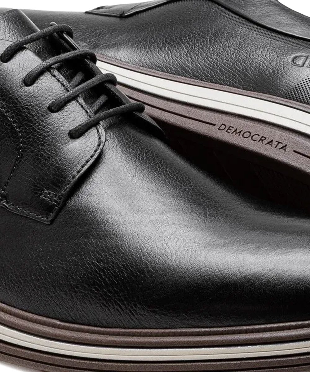 Sapato Masculino Democrata Hi-Soft Dune Couro Preto Preto 3