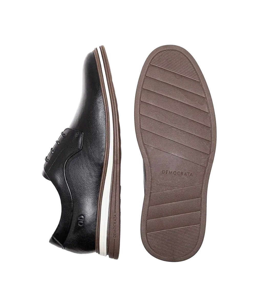 Sapato Masculino Democrata Hi-Soft Dune Couro Preto Preto 4