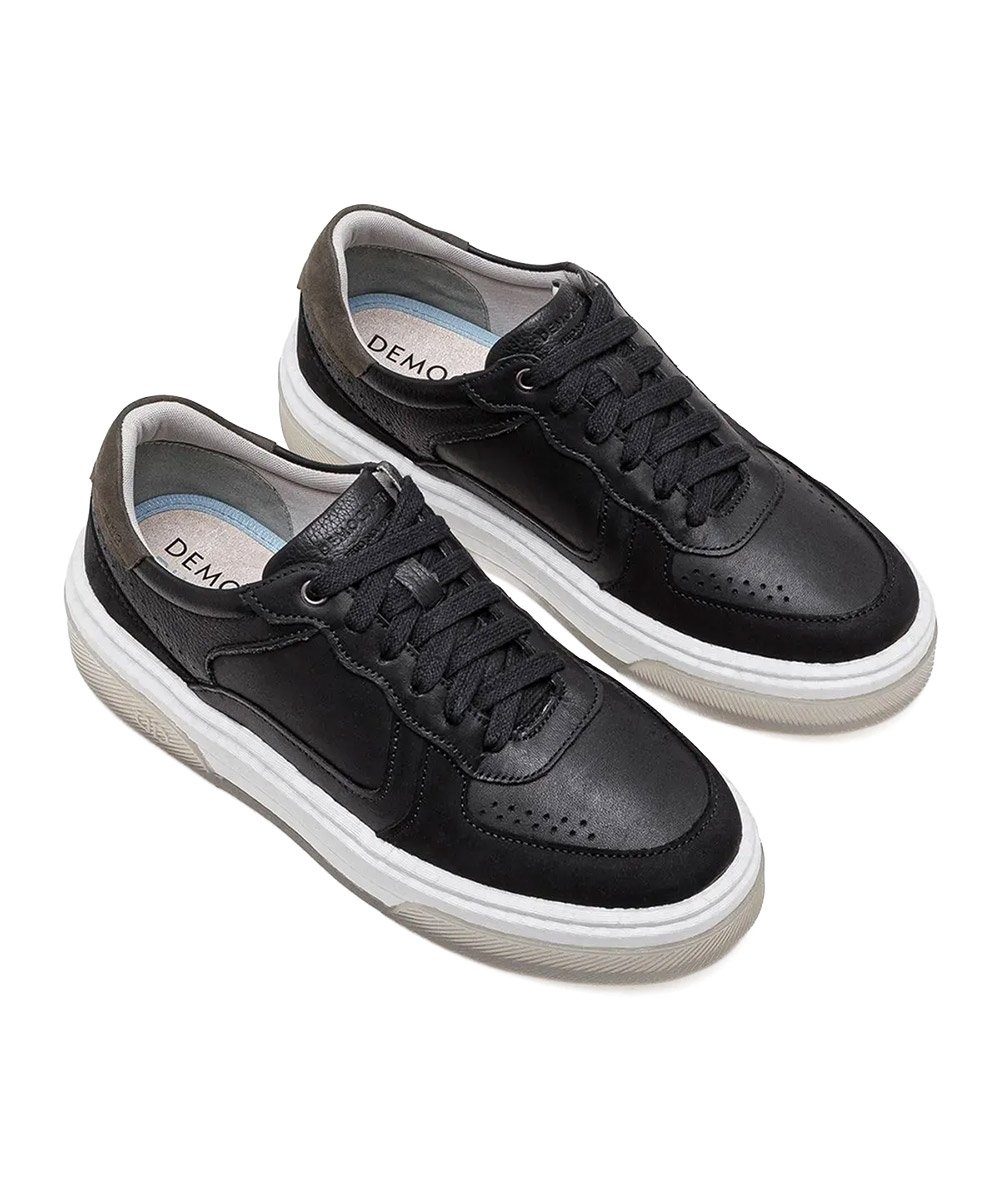 Tênis Masculino Democrata Beat Pulse Couro Preto Preto 2