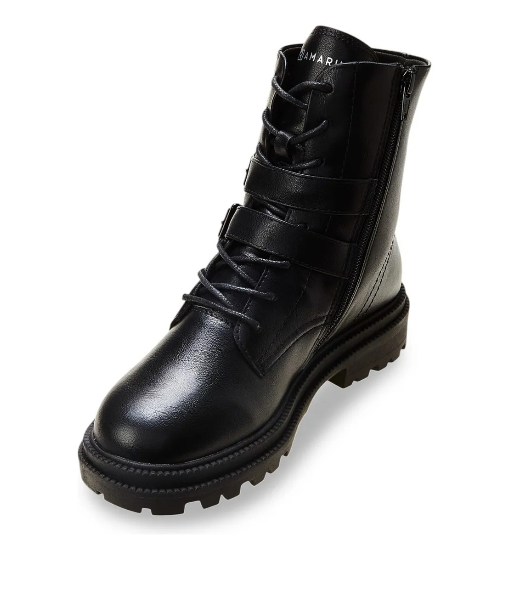Bota Coturno Ramarim Cano Curto com Fivela Preto Preto 3